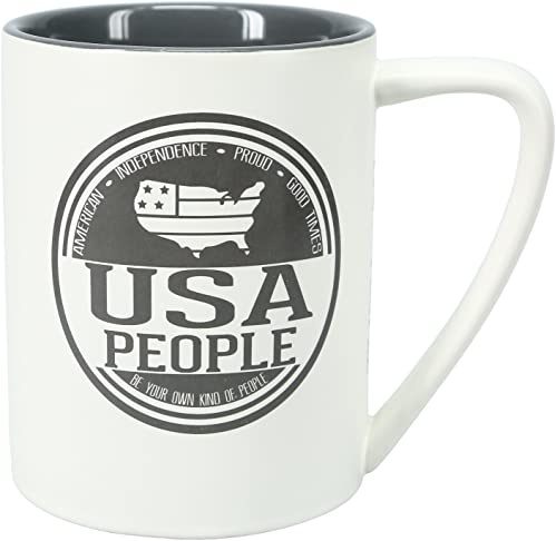 Pavilion Gift Company USA People Large 18 Oz Double-Sided Coffee Cup Mug, Beige