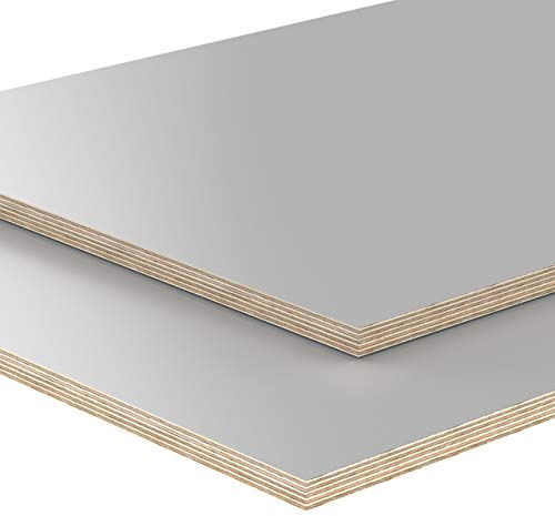 AUPROTEC Tischplatte 18mm grau 400 mm x 200 mm rechteckige Multiplexplatte melaminbeschichtet von 40cm-200cm auswählbar Birken-Sperrholzplatten Massiv Holz Industriequalität Auswahl: 40x20 cm