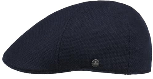 LIERYS Mackenzie Flatcap Schirmmütze Uni einfarbig Made in EU Herren Herbst Winter dunkelblau XL (60-61 cm)