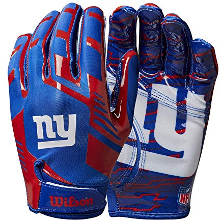 Wilson NFL Stretch Fit fotbollshandskar - New York Giants-ungdom (WTF9327NG)