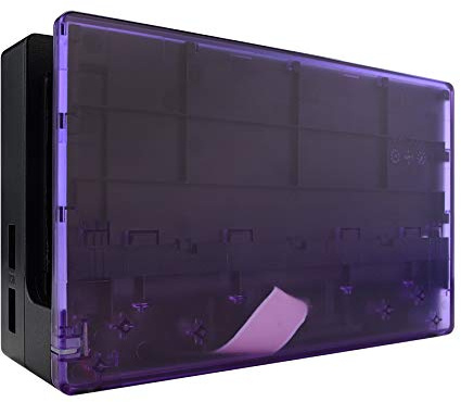 eXtremeRate Gehäuse für Nintendo Switch Dock, DIY-Ersatz Front Hülle Case Cover Ersatzteile Zubehör für Nintendo Switch Dock Station-Transparent Lila
