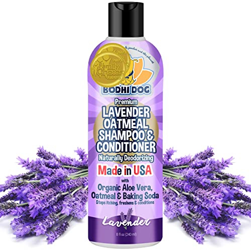 Bodhi Dog Premium Lavender Oatmeal Shampoo & Conditioner - Organic Formula for Dogs, Cats & Pets - Hypoallergenic, Soothes Dry, Itchy Skin & Supports Skin Health - Made in USA (8 Fl Oz)
