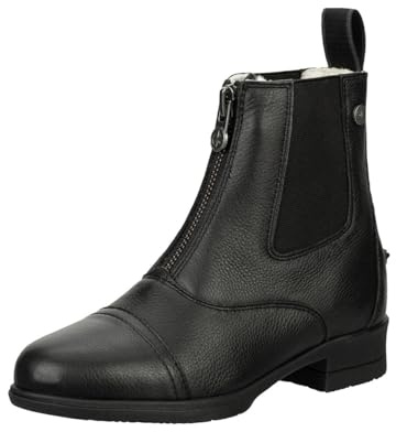 Suedwind Reitstiefeletten Nova Soft FZ Winter - Herren & Damen Reitschuhe aus Rindsleder – Paddock Stiefeletten mit Teddyfell, Komfort-Gummisohle & Reißverschluss vorne – schwarz – Gr. 40