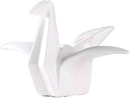 Keramik-Origami-Kranich-Figur, handgefertigt, Kranich-Form, Statue für Heimdekoration, Ornament – Weiß, M