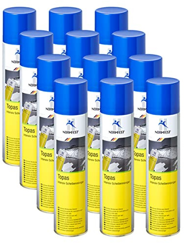 Normfest Topas Intensiv-Scheibenreiniger Schaum – haftstark, streifenfrei, gebrauchsfertig, für Glas, Spiegel und Autoscheiben, lackverträglich, ideal für Fahrzeugpflege, 12x 400 ml
