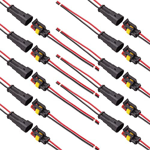 TYUTEQN 10 Kit 2-poliger wasserdichter elektrischer Steckverbinder Auto-Elektrokabel-Steckverbinder mit Kabel für Auto-LKW-Boot-Motorrad-China,2P