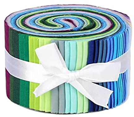 perfeclan 36x Baumwollstoff Patchwork, Jelly Rolls Stoff, Blumen Jelly Rolls Stoffstreifen Bundle für Patchwork, Quilten, Nähen Projekt, DIY Handwerk, Pure Farbe，6,25 x 100 cm