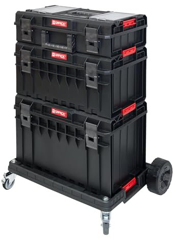 Qbrick System Z247494PG003 Werkzeugkoffer-Set System One Profi - 3 Koffer - 1 Transportwagen Werkzeugkiste Werkzeugkasten