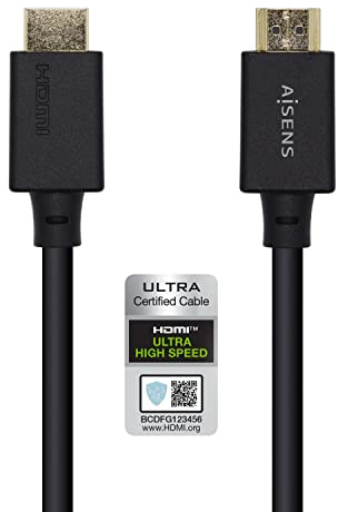 AISENS A150-0423 Cable HDMI V2.1 ultra alta velocidad/HEC 8K@60Hz 48Gbps, A/M-A/M, negro, 2.0m