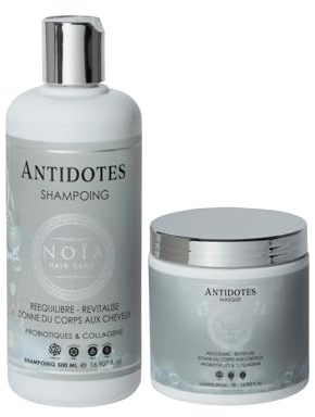 NOÏA HAIR – Duo Capillaire Professionnel ANTIDOTES – Shampoing & Masque – Réparateur & Équilibrant – Soin Probiotique – Cheveux Sensibilisés & Déséquilibrés