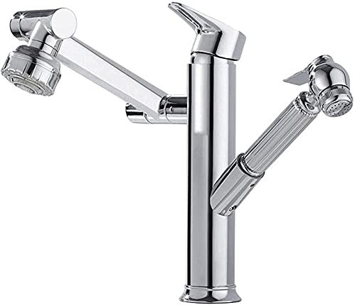 Robinet de salle de bain extractible pour lavabo double mode 360 ​​rotatif multifonction robinet de cuisine froid et froid robinet de lavabo avec pulvérisateur mitigeur-noir A-long-noir-court needed