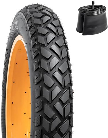 YunSCM 1Pcs Faltbare 20 Zoll Fahrradreifen 20X4.0 Mantel 102-406 und 1Pcs 20 Zoll Schlauch AV32mm Ventil kompatibel E-Bike 20x4.0 All-Terrain-Fahrradreifen