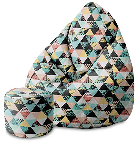 DreamRoots Sitzsack Kinder 70x70x105cm - Sitzsack mit Lehne und Hocker und Bezug - Sitzkissen Boden mit Füllung S