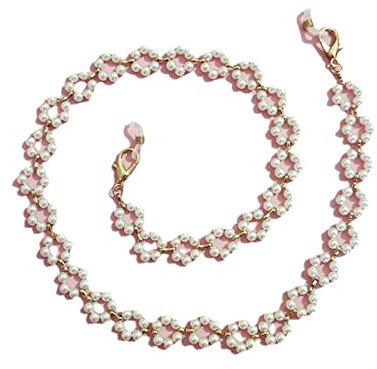 Pearl Flower Sonnenbrillenkette Damen Romantische Gesichtsmaske Ketten Brillenband Umhängeband (Color : A, Size : One Size) (A One Size)