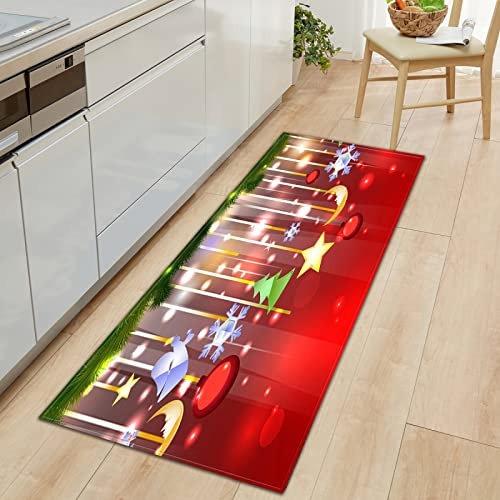 GOKSEL Küchenteppich Weihnachten & Abstrakt Küchenläufer rutschfest Küchenmatte für Küche und Bar Teppich Läufer waschbare Küchenläufer Küche Deko 60 x 180cm