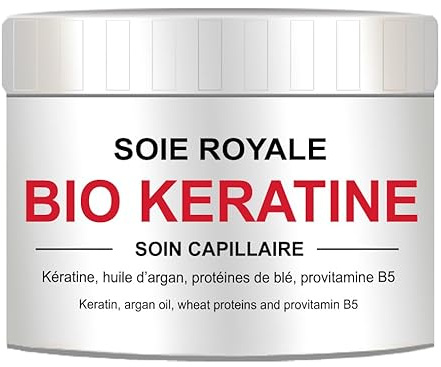 Soin Capillaire BIO KERATINE 500 ml Masque BIO Naturel Répare Hydrate Nourrit Démêle Lisse tous types de cheveux Offert 1 Sérum Soie Royale Cure Soyeuse 15 ml