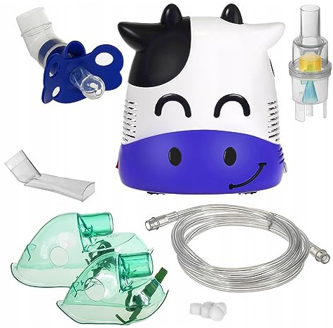 Maclean PR-810 Inhalator Inhaliergerät Set für Kinder und Erwachsene Vernebler Inhalation (Kuh) inkl. Schnuller für Kinder