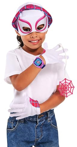 RUBIE'S - Marvel offizielles Kinder-Kostüm Ghost Spider – 4 Zubehörteile Spidey mit Uhr, Maske, Handschuhe und Mini-Spinnennetz – Einheitsgröße – für Karneval, Halloween, Geburtstag