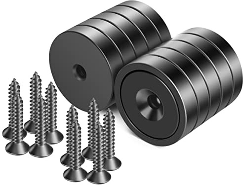 Neosmuk Neodym Magnete mit Loch, 50kg Extra Stark, Runde Magnete zum Anschrauben, Magnet mit Gewinde, Starke Magnete zum Schrauben(10er Set, Schwarz)
