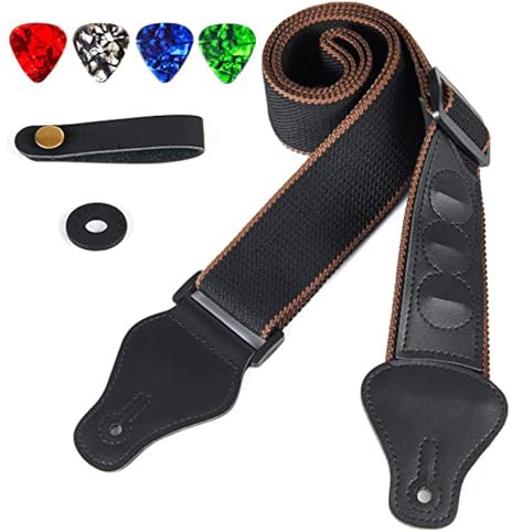 Verstellbare gewebte Gitarrengurte aus Baumwolle, universeller Gitarrengurt, verstellbarer Schultergurt, Gitarrenzubehör, einfache Handhabung, Bassgitarren-Zubehör für Anfänger und Erwachsene