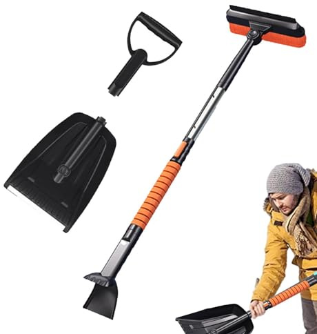 Pelle à neige Heavy Duty Pelle à neige pliable pour B, brosse à neige extensible brosse à neige grande capacité avec poignée en aluminium épais pour allée, garage, maison, voitures, camions et SUV