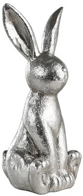 EGLO LIVING Osterdeko Hase Chilandy, Deko Figur Ostern Frühling, Frühlingsdeko Osterhase, Tischdeko elegant, Osterfigur aus Kunststein in Silber, 25,5 cm