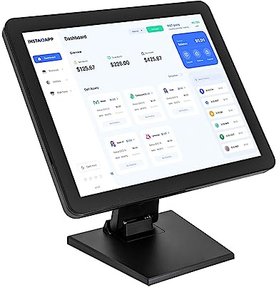 JAYEUW 17 Zoll Monitor Kassenmonitor 0-90°Anpassungswinkel 1280 * 1024 Auflösung 4:3 LCD Bildschirm 10-Punkt-Touchscreen Geeignet für die Gastronomie Einzelhandel