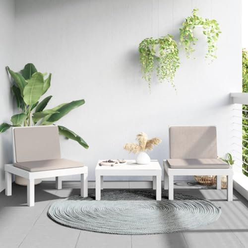 ULUYYUC 3-TLG. Garten-Lounge-Set, Gartenbank Eckbank Küche Küchensofa Hocker Geeignet für Hinterhof Garten Außenbereich Balkon mit Kissen Weiß PP