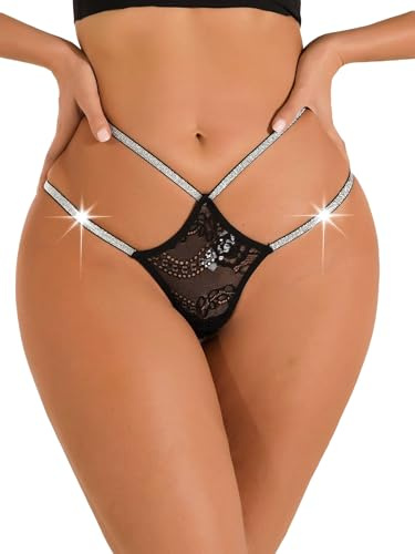 FULLJOYLOVE Sexy delle Donne di Cristallo G-String Biancheria Intima Cut-out Perizoma Mutandine e Boxer Cattivo Mutandine più Il Formato Slip