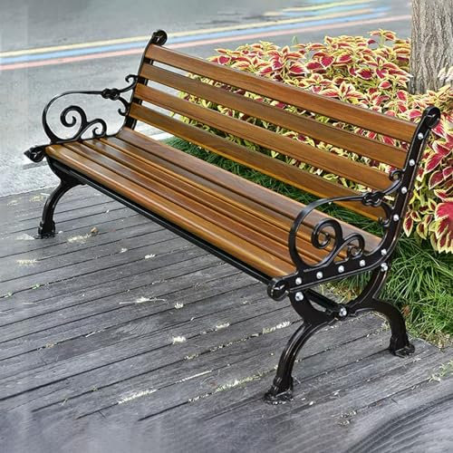 SORVA Gartenbank für den Außenbereich, Terrassenbank mit Aluminiumgussrahmen, wetterfeste Parkbank, Zweiersofa-Möbel mit Armlehnen und Rückenlehne, für Eingangsbereich, Park, Veranda, Rasen, Hof (