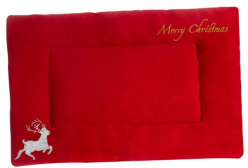 Kisangel Weihnachtliches Haustierbett Mit Gesticktem -Muster Waschbare Dicke Und Warme Hundedecke Für Katzen Und Hunde Multifunktionale Matratze Für Sofa Auto Und Transportbox XL