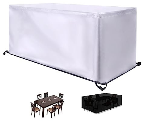 Wasserdichte, robuste 420D-Oxford-Gewebe, Gartenmöbelabdeckungen für extra große, rechteckige Terrassenset, winddicht und reißfest, 260 x 220 x 100 cm