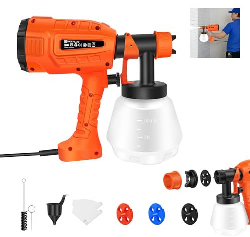 Farbsprühsystem Wandfarbe Farbsprühgerät, Kompatibel,Farbsprühpistole mit 1000ml Farbbehälter, 3 Düsen, 2 Filterpapier, Sprühpistole eignen Sich für Wände,Möbel,Zäune