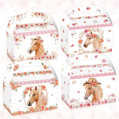 BACH AND BOOZY 12 Pcs Pferd Party Favors Zubehör Pferde Party Boxen Leckerli Boxen Cowboy Box Kekse Snacks Boxen Für Western Cowboy Cowgirl Thematische Geburtstagsparty