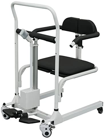 SXTYFBB Patientenlift, Patientenlift-Rollstuhl für zu Hause, elektrischer Lift, Nachttisch-Transportrollstuhl, Toiletten-Duschstuhl mit 180° geteilter Sitzfläche