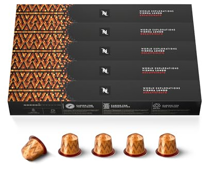 Nespresso Original, Assortiment Vienna Lungo Décaffeinato, 50 Capsules Café | Compatible avec machines Nespresso Original - Extraction 110ml - Notes de céréales maltées - Torréfaction Légère