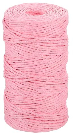 sourcing map Bastband, Naturbast, Papierschnur, 2 mm breit, gedrehtes Bastgarn, zum Verpacken von Geschenken, Häkeln, Stricken, Basteln, Rosa, 98 m