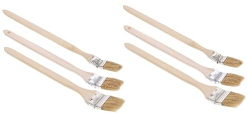 DIYEAH 2 Series Pinceles para Pintar Mango De Pincel para Radiador para Pared Reutilizables Industriales con Puntas Dobladas 3 Piezas*2