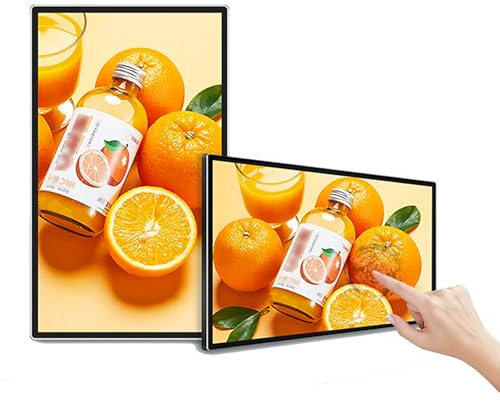 HJDSUDU Écran d'affichage numérique 43 Pouces, Lecteur publicitaire Mural avec Haut-Parleur, kiosque numérique Tactile 4K, Menu numérique, Compatible avec télécommande,Touch Screen