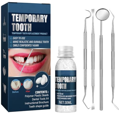 Care Spring Kit per La Riparazione di Otturazioni Dentali, Riempitivo Temporaneo per Denti con 4 Strumenti, Kit per La Sostituzione dei Denti per Riparare Otturazioni Mancanti O Denti Rotti