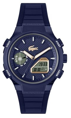 Lacoste Orologio Quarzo Multifunzione Analogico-Digitale da Uomo Collezione LC33 con Cinturino in Silicone Blu Navy - 2011434