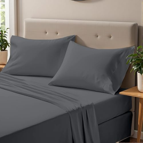 ONIROS Home Juego De Sabanas 135x190 / 200 de Lujo Incluye 2 Fundas Almohadas 75x50, Sabana Bajera y Sabana Encimera - Sabanas 135 x 190 Microfibra - Bed Sheets (Ropa de Cama 135x190, Gris Oscuro)