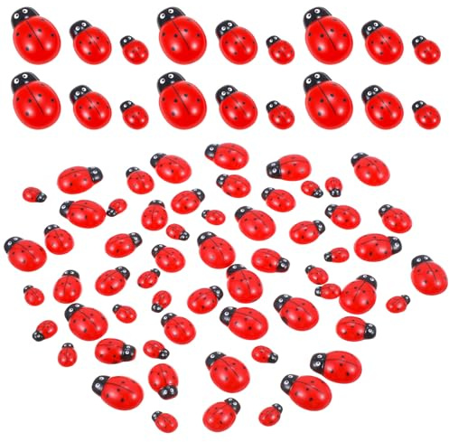 60 Stück Mini Marienkäfer Deko, Glückskäfer Harz Rot Selbstklebende Ladybug Großpackung Glücksbringer Marienkäfer Verzierungen Für DIY Handwerk Party Geburtstag Deko Gartendekoration (1.3~2.4mm)