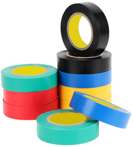 Gogogmee 10 piezas Cinta Aislante Eléctrica PVC Resistente Altas Temperaturas Colores Surtidos Retardante de para Reparación y Protección de Cables Uso Doméstico y Profesional