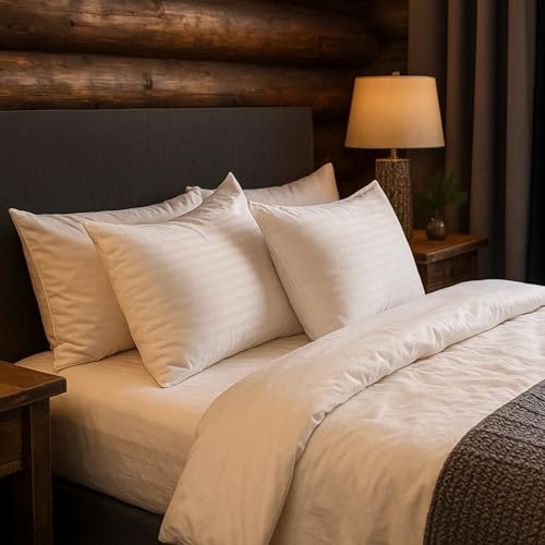 SAMPUR Oreiller Plumes de Canard et Duvet | Jacquard strié | Confort équilibré (40x70 cm)