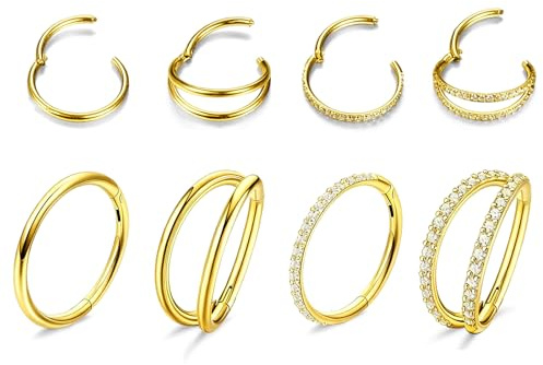 xolear 10 st näspiercing set, Nostril Piercing kirurgiskt stål, näsa örhängen i rostfritt stål, ringsmycken för kvinnor och män, 6/8/10/12/14 mm, 1.2 mm x 8 mm, titan, stål