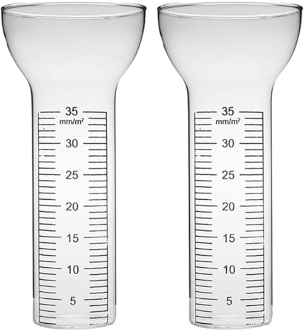 Generisch 2 Stück Regenmesser zylindrische Form des Ersatzglases, Niederschlagsmesser, wetterfestem Glas, für Messungen von 1 mm bis 35 mm, 4,5 cm x 17 cm, Transparent