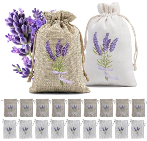 20 Stück Lavendelsäckchen Leere, 10×15cm Lavendel Beutel Duftsäckchen Leer mit Zugband, AuffüLlbarer StoffsäCkchen für Lavendel, Gewürze, Kräuter, Schmuck, SüßIgkeiten