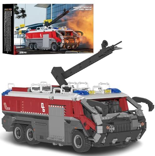 DUANT 39133 Flughafen Feuerwehr Auto Bausteinsatz, 2776 Stück Feuerwehr Rettungsfahrzeug Baublock Modell Sets, Erwachsene Kreative Enthusiasten Modell Geschenke und Einzigartige Sammlerstücke