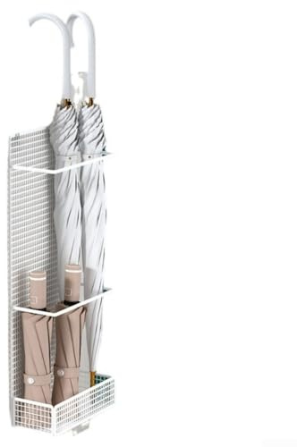Paragüero de pared resistente para entradas sin necesidad de taladrar y diseño vertical que ahorra espacio para áreas pequeñas (20 cm, blanco)